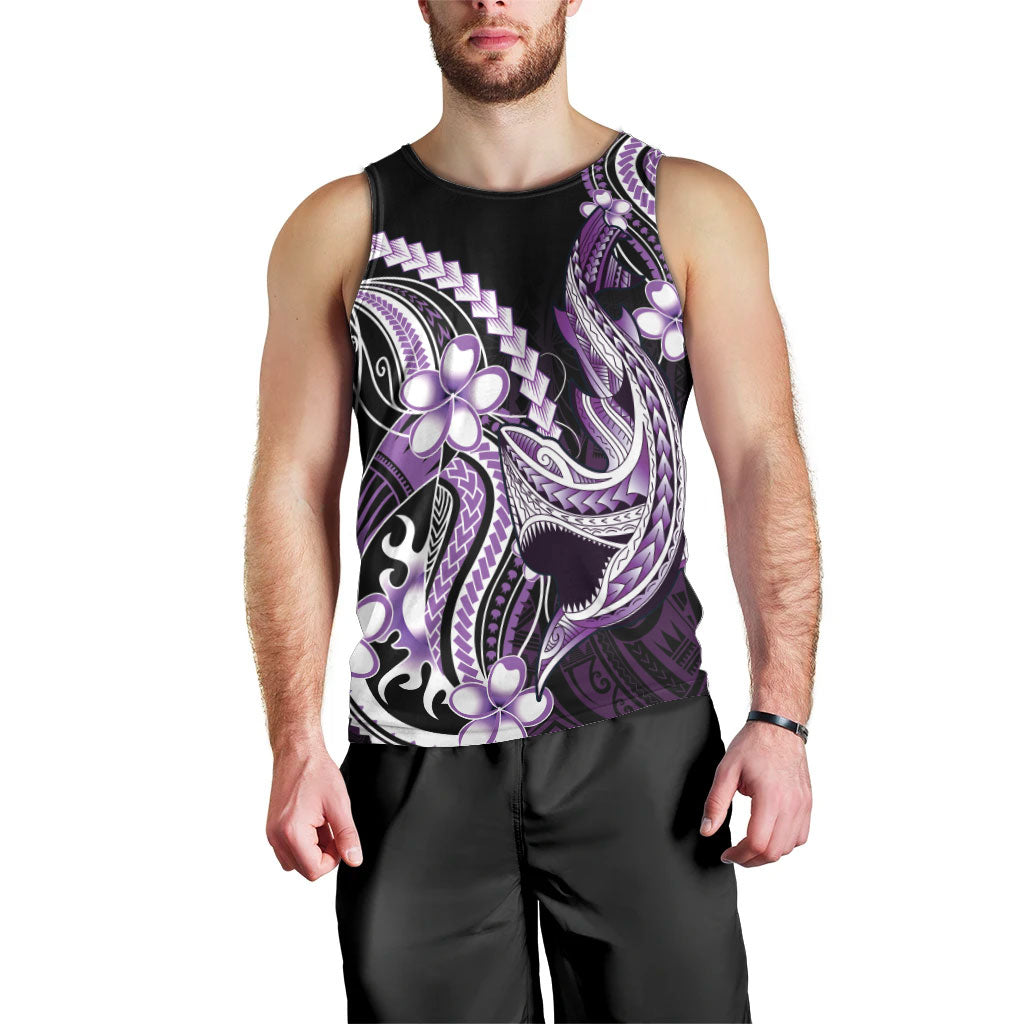 Purple Black Aloha Hawaii Men Tank Top Polynesian Shark Tattoo Plumeria LT14 - Polynesian Pride