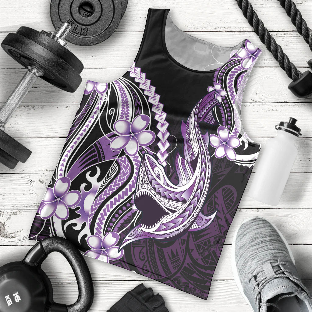 Purple Black Aloha Hawaii Men Tank Top Polynesian Shark Tattoo Plumeria LT14 - Polynesian Pride