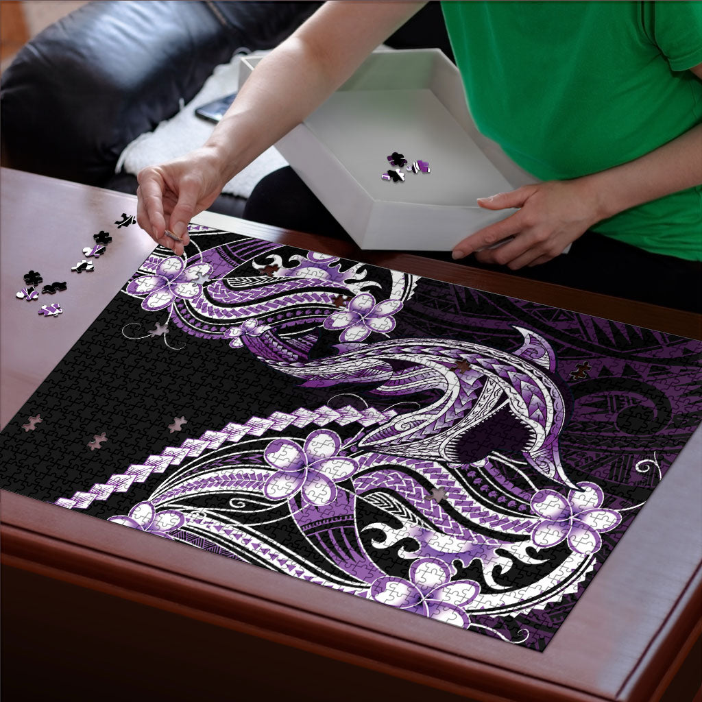 Purple Black Aloha Hawaii Puzzle Polynesian Shark Tattoo Plumeria LT14 - Polynesian Pride