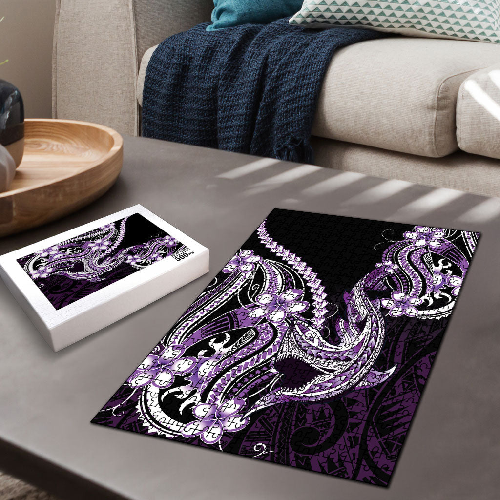 Purple Black Aloha Hawaii Puzzle Polynesian Shark Tattoo Plumeria LT14 - Polynesian Pride