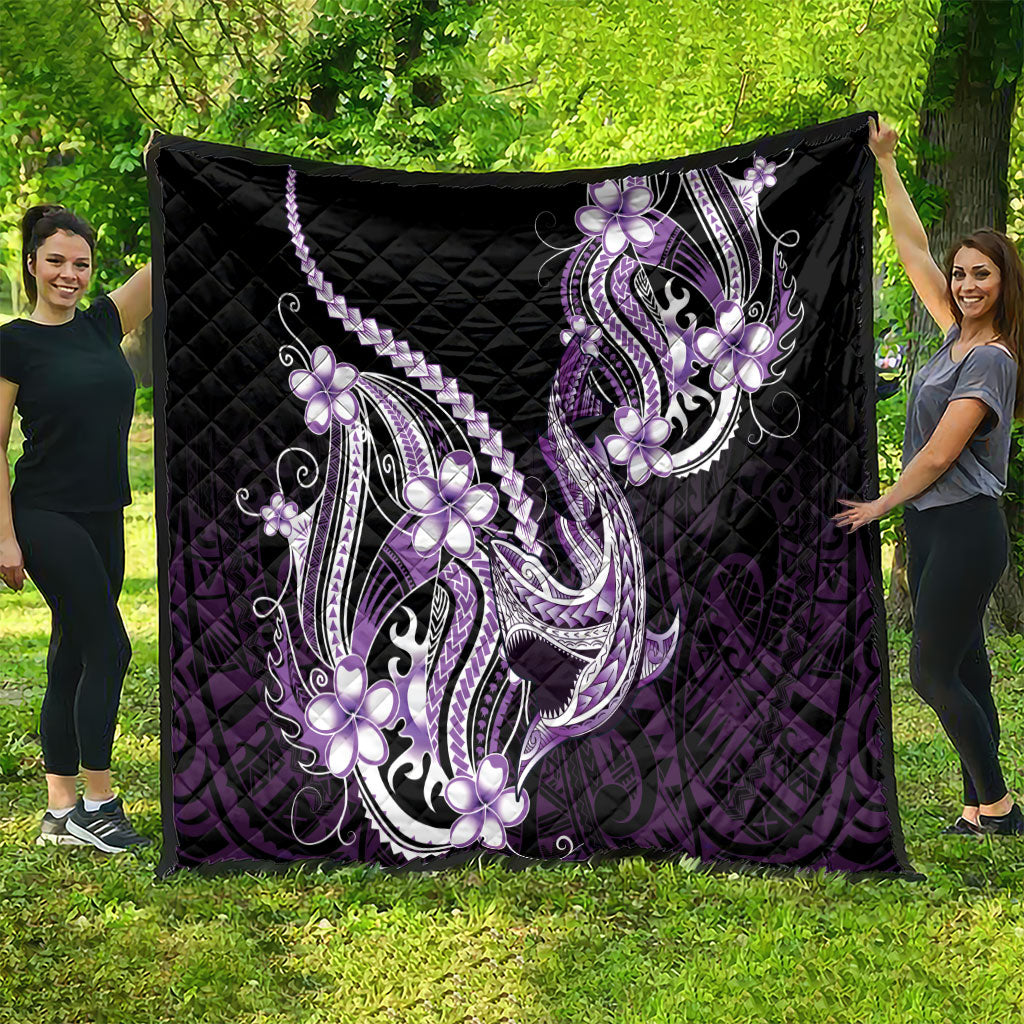 Purple Black Aloha Hawaii Quilt Polynesian Shark Tattoo Plumeria LT14 - Polynesian Pride