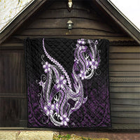 Purple Black Aloha Hawaii Quilt Polynesian Shark Tattoo Plumeria LT14 - Polynesian Pride