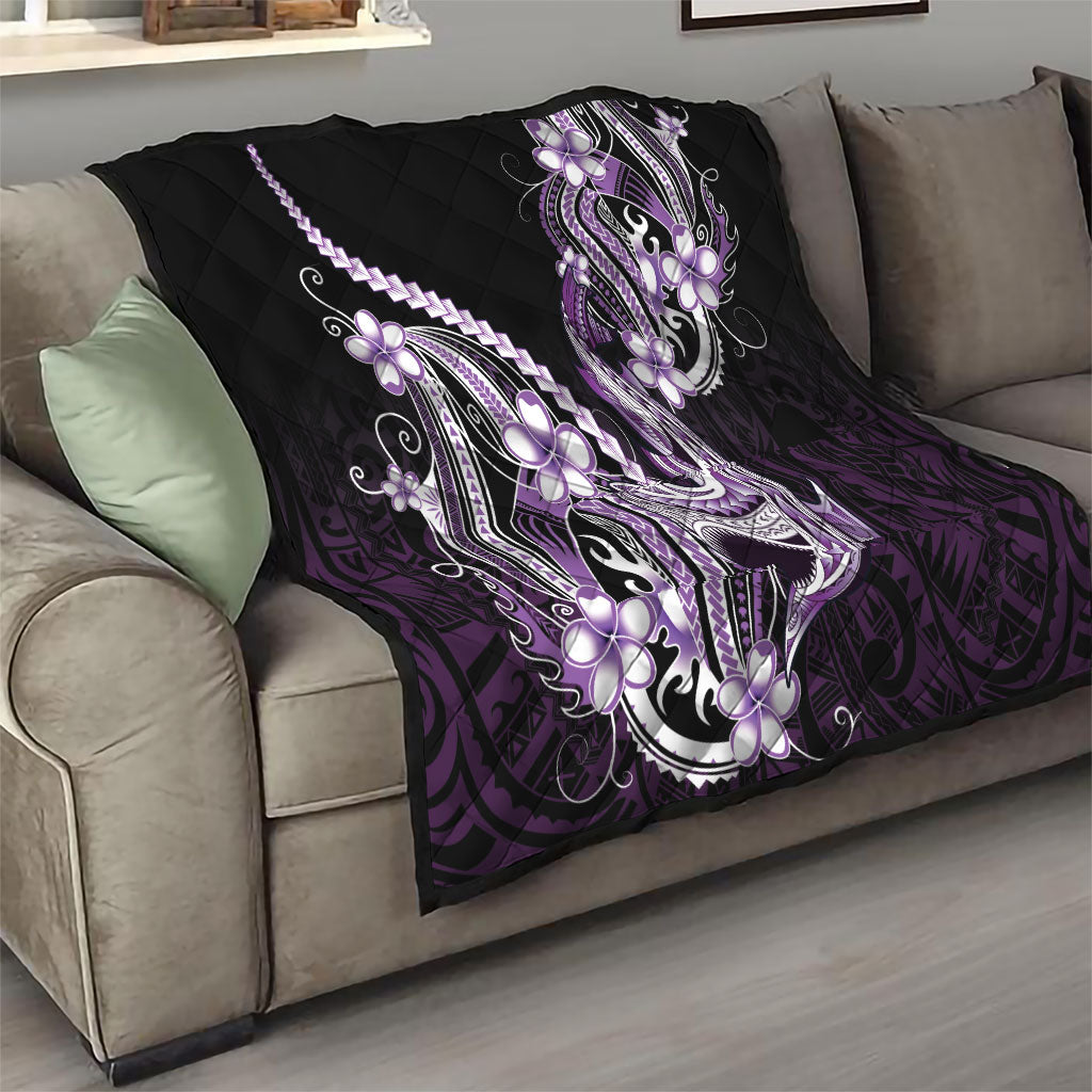 Purple Black Aloha Hawaii Quilt Polynesian Shark Tattoo Plumeria LT14 - Polynesian Pride