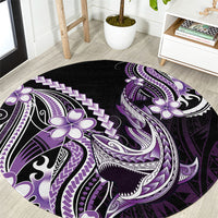 Purple Black Aloha Hawaii Round Carpet Polynesian Shark Tattoo Plumeria LT14 Purple - Polynesian Pride