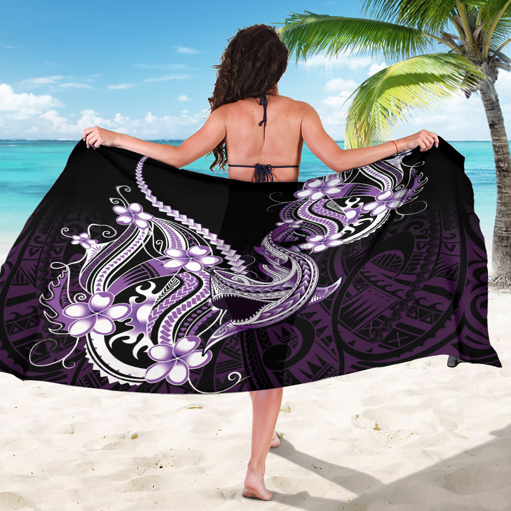 Purple Black Aloha Hawaii Sarong Polynesian Shark Tattoo Plumeria LT14 - Polynesian Pride