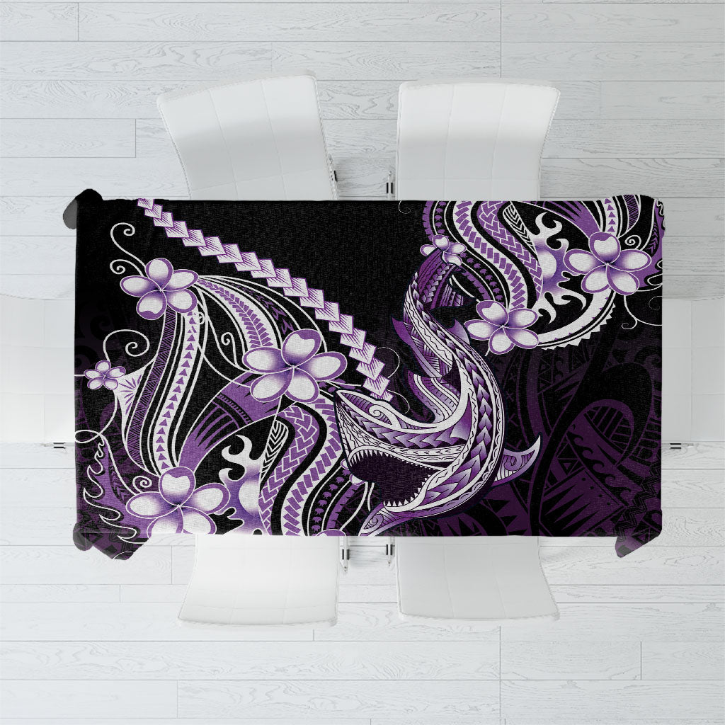 Purple Black Aloha Hawaii Tablecloth Polynesian Shark Tattoo Plumeria LT14 Purple - Polynesian Pride