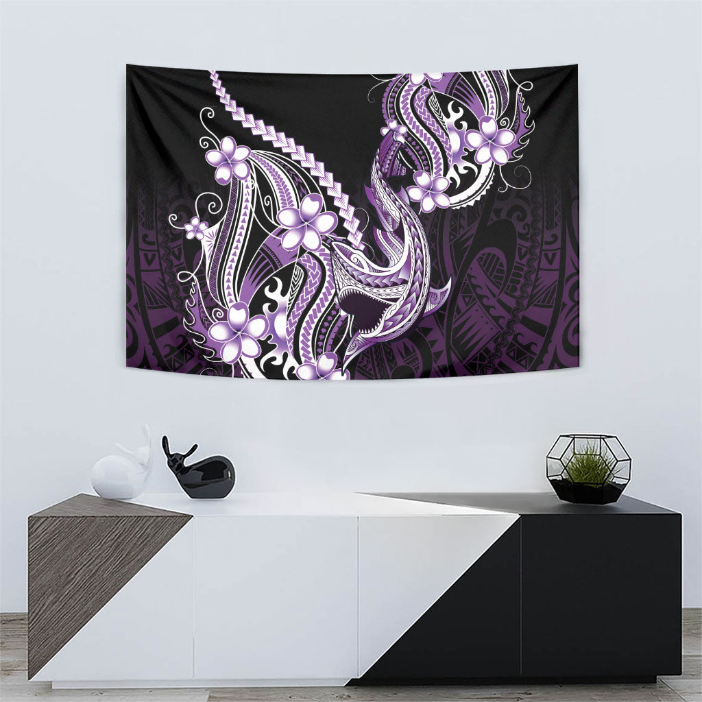 Purple Black Aloha Hawaii Tapestry Polynesian Shark Tattoo Plumeria LT14 - Polynesian Pride
