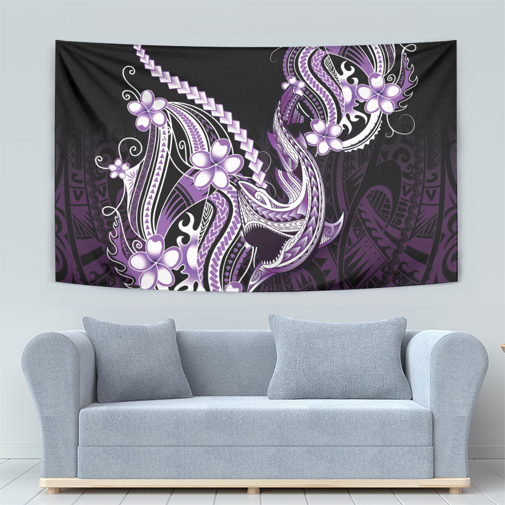 Purple Black Aloha Hawaii Tapestry Polynesian Shark Tattoo Plumeria LT14 - Polynesian Pride