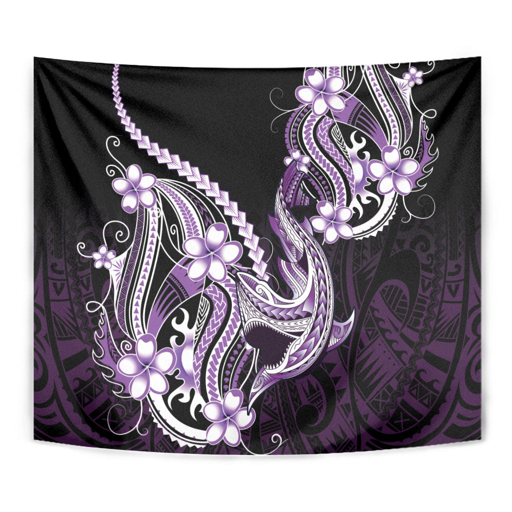 Purple Black Aloha Hawaii Tapestry Polynesian Shark Tattoo Plumeria LT14 - Polynesian Pride