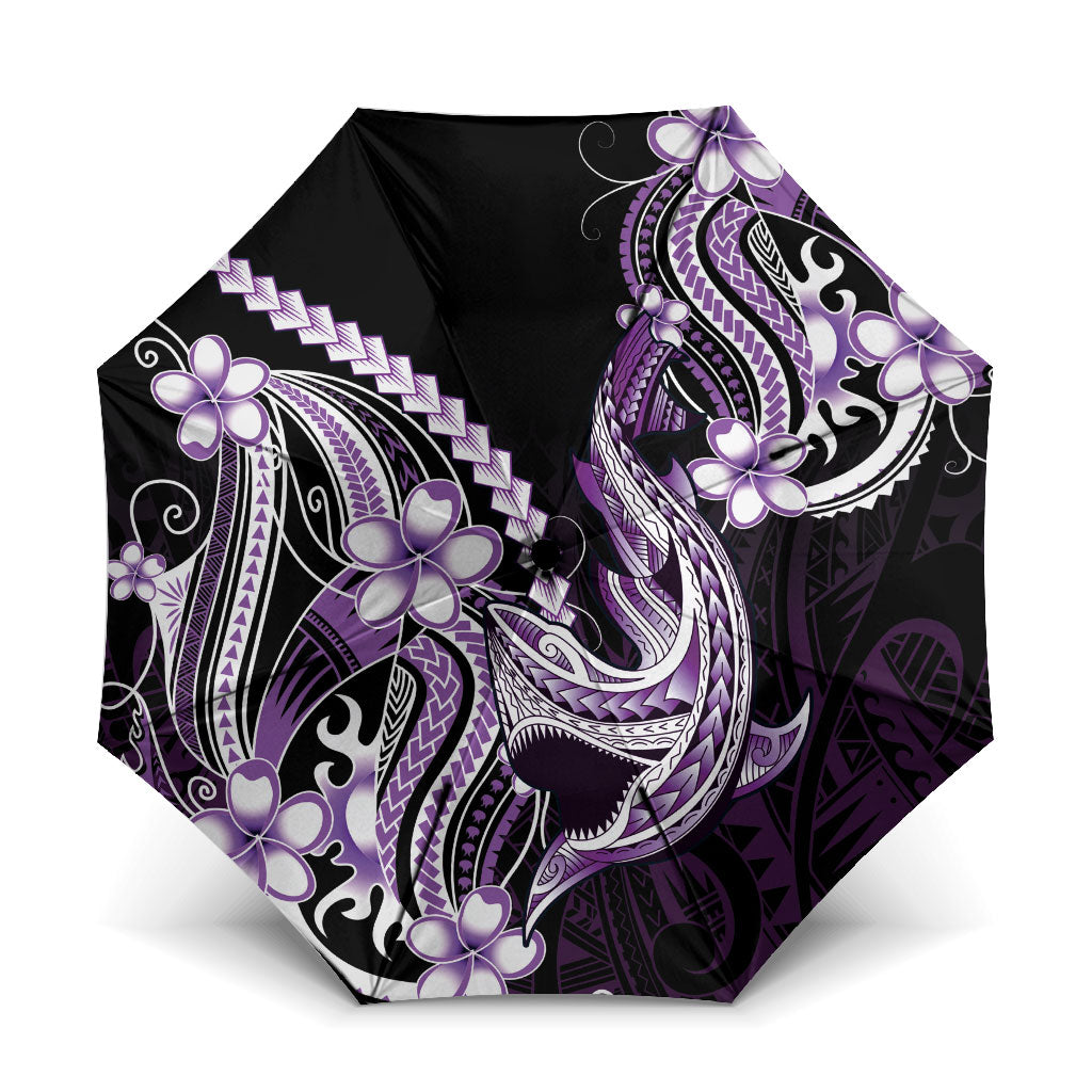 Purple Black Aloha Hawaii Umbrella Polynesian Shark Tattoo Plumeria LT14 One Size Folded 11.42 inch Opened Diameter 37.4 inch Purple - Polynesian Pride