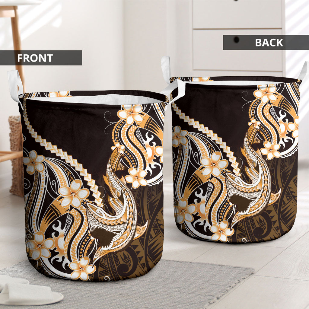 Orange Black Aloha Hawaii Laundry Basket Polynesian Shark Tattoo Plumeria LT14 - Polynesian Pride