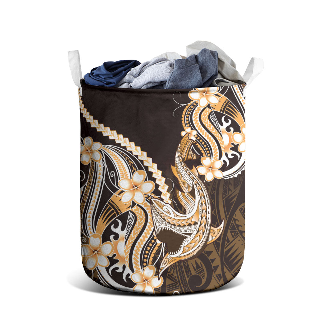 Orange Black Aloha Hawaii Laundry Basket Polynesian Shark Tattoo Plumeria LT14 - Polynesian Pride