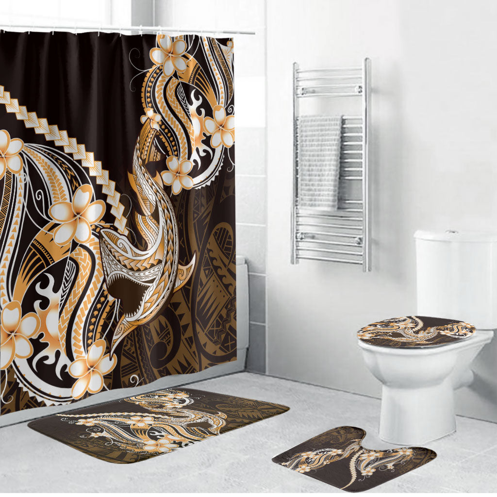 Orange Black Aloha Hawaii Bathroom Set Polynesian Shark Tattoo Plumeria LT14 Bathroom Set (4 pcs) Orange - Polynesian Pride