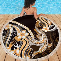 Orange Black Aloha Hawaii Beach Blanket Polynesian Shark Tattoo Plumeria LT14 - Polynesian Pride