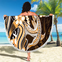 Orange Black Aloha Hawaii Beach Blanket Polynesian Shark Tattoo Plumeria LT14 - Polynesian Pride