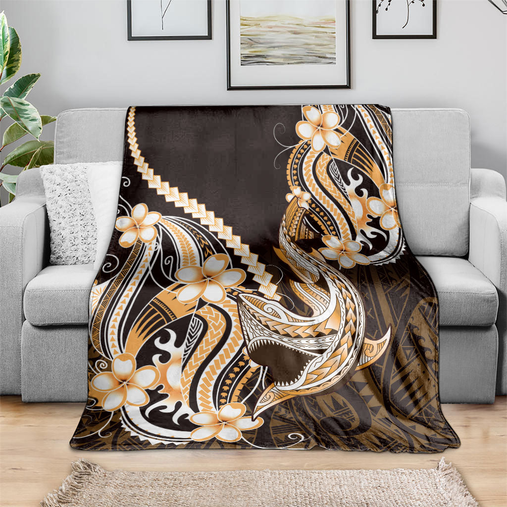Orange Black Aloha Hawaii Blanket Polynesian Shark Tattoo Plumeria LT14 - Polynesian Pride