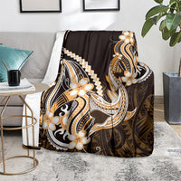Orange Black Aloha Hawaii Blanket Polynesian Shark Tattoo Plumeria LT14 - Polynesian Pride