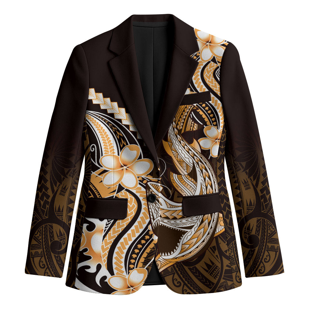 Orange Black Aloha Hawaii Blazer Polynesian Shark Tattoo Plumeria LT14 Unisex Orange - Polynesian Pride