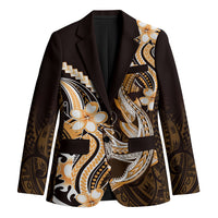 Orange Black Aloha Hawaii Blazer Polynesian Shark Tattoo Plumeria LT14 Unisex Orange - Polynesian Pride