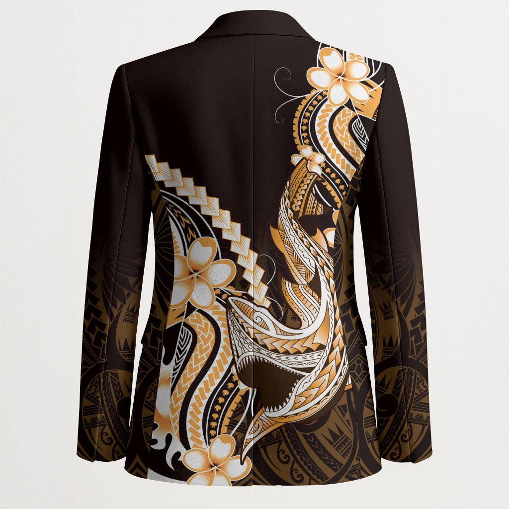 Orange Black Aloha Hawaii Blazer Polynesian Shark Tattoo Plumeria LT14 - Polynesian Pride
