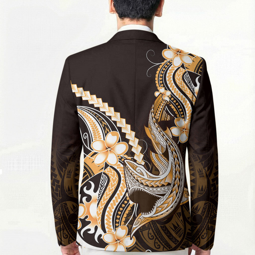 Orange Black Aloha Hawaii Blazer Polynesian Shark Tattoo Plumeria LT14 - Polynesian Pride