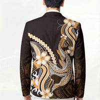 Orange Black Aloha Hawaii Blazer Polynesian Shark Tattoo Plumeria LT14 - Polynesian Pride