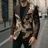 Orange Black Aloha Hawaii Blazer Polynesian Shark Tattoo Plumeria LT14 - Polynesian Pride