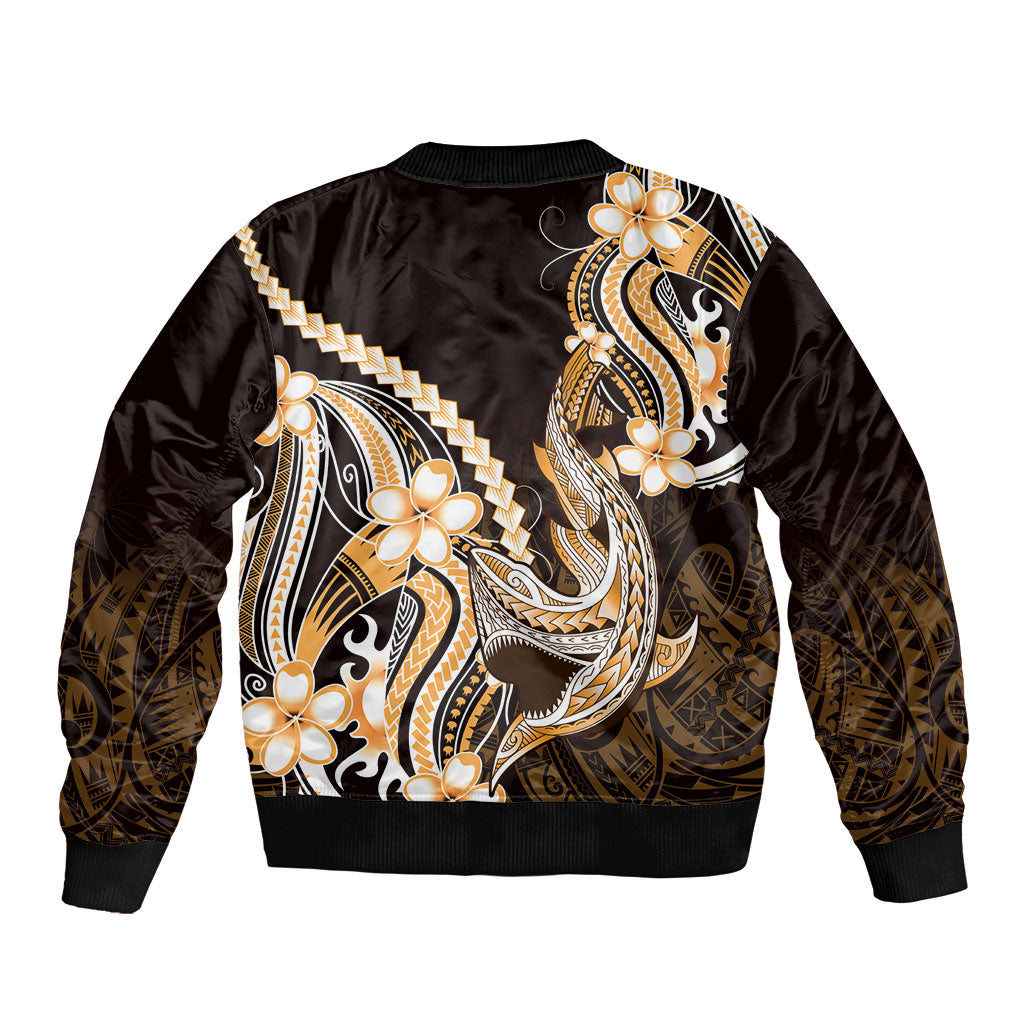 Orange Black Aloha Hawaii Bomber Jacket Polynesian Shark Tattoo Plumeria LT14 - Polynesian Pride