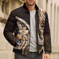 Orange Black Aloha Hawaii Bomber Puffer Jacket Polynesian Shark Tattoo Plumeria LT14 - Polynesian Pride