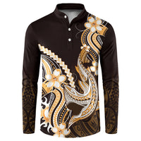 Orange Black Aloha Hawaii Button Sweatshirt Polynesian Shark Tattoo Plumeria LT14 Orange - Polynesian Pride