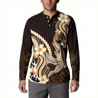 Orange Black Aloha Hawaii Button Sweatshirt Polynesian Shark Tattoo Plumeria LT14 - Polynesian Pride
