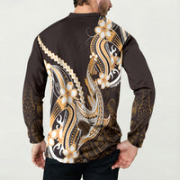 Orange Black Aloha Hawaii Button Sweatshirt Polynesian Shark Tattoo Plumeria LT14 - Polynesian Pride