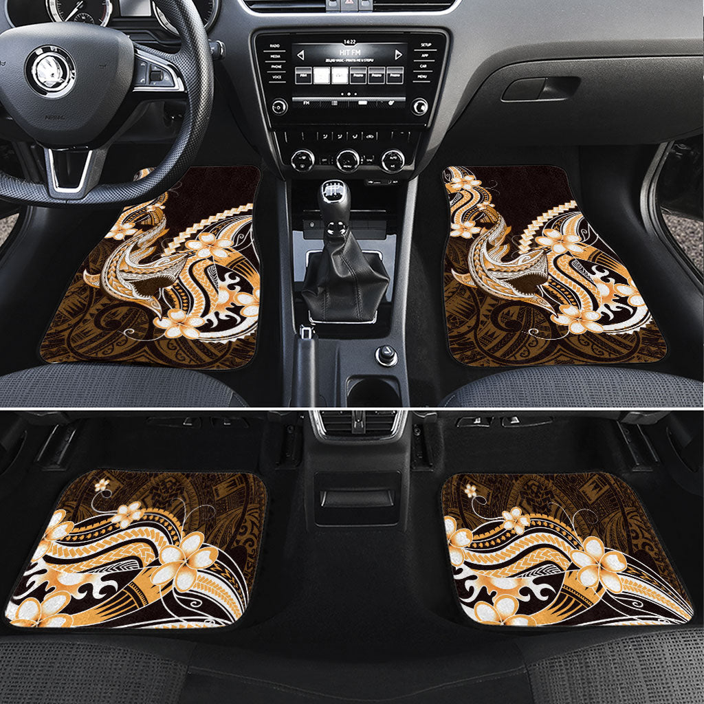 Orange Black Aloha Hawaii Car Mats Polynesian Shark Tattoo Plumeria LT14 Set 4pcs Orange - Polynesian Pride