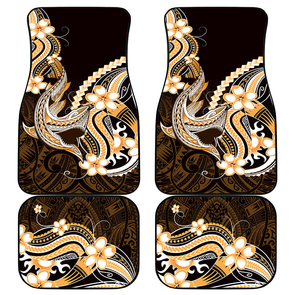 Orange Black Aloha Hawaii Car Mats Polynesian Shark Tattoo Plumeria LT14 - Polynesian Pride