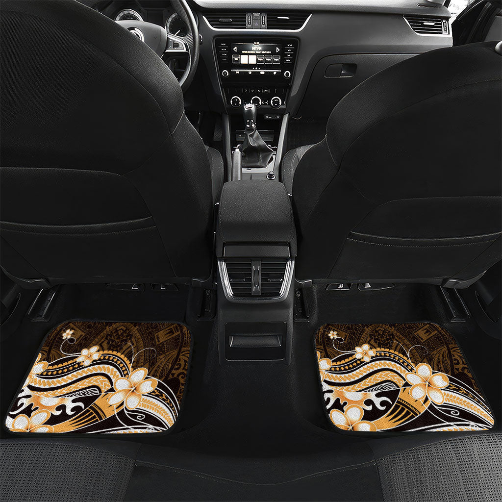 Orange Black Aloha Hawaii Car Mats Polynesian Shark Tattoo Plumeria LT14 Set 2pcs - Back Orange - Polynesian Pride