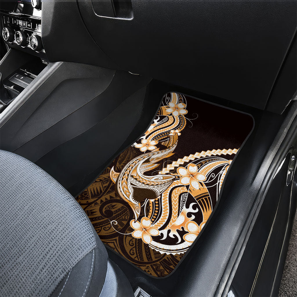 Orange Black Aloha Hawaii Car Mats Polynesian Shark Tattoo Plumeria LT14 - Polynesian Pride