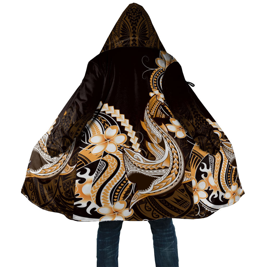 Orange Black Aloha Hawaii Cloak Polynesian Shark Tattoo Plumeria LT14 Unisex Orange - Polynesian Pride