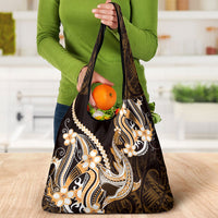Orange Black Aloha Hawaii Grocery Bag Polynesian Shark Tattoo Plumeria LT14 - Polynesian Pride