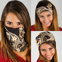 Orange Black Aloha Hawaii Neck Gaiter Polynesian Shark Tattoo Plumeria LT14 - Polynesian Pride
