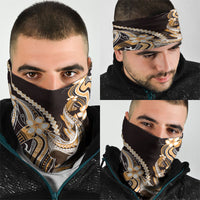 Orange Black Aloha Hawaii Neck Gaiter Polynesian Shark Tattoo Plumeria LT14 - Polynesian Pride