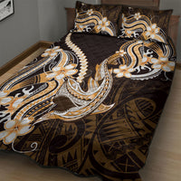 Orange Black Aloha Hawaii Quilt Bed Set Polynesian Shark Tattoo Plumeria LT14 - Polynesian Pride