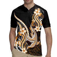 Orange Black Aloha Hawaii Rugby Jersey Polynesian Shark Tattoo Plumeria LT14 - Polynesian Pride