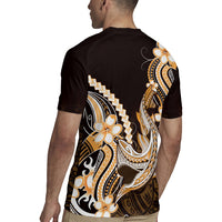 Orange Black Aloha Hawaii Rugby Jersey Polynesian Shark Tattoo Plumeria LT14 - Polynesian Pride