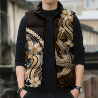 Orange Black Aloha Hawaii Sleeveless Puffer Jacket Polynesian Shark Tattoo Plumeria LT14 - Polynesian Pride