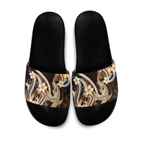 Orange Black Aloha Hawaii Slide Sandals Polynesian Shark Tattoo Plumeria LT14 Orange - Polynesian Pride