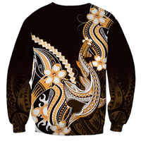 Orange Black Aloha Hawaii Sweatshirt Polynesian Shark Tattoo Plumeria LT14 - Polynesian Pride