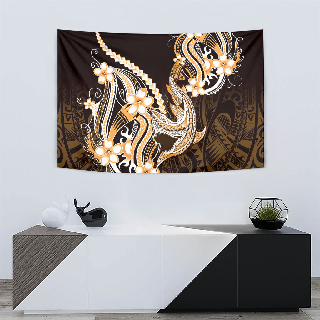 Orange Black Aloha Hawaii Tapestry Polynesian Shark Tattoo Plumeria LT14 - Polynesian Pride