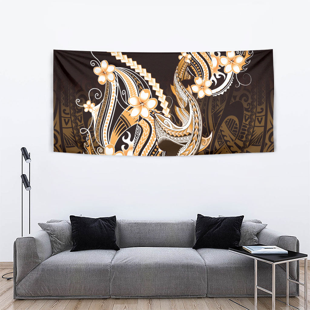 Orange Black Aloha Hawaii Tapestry Polynesian Shark Tattoo Plumeria LT14 - Polynesian Pride