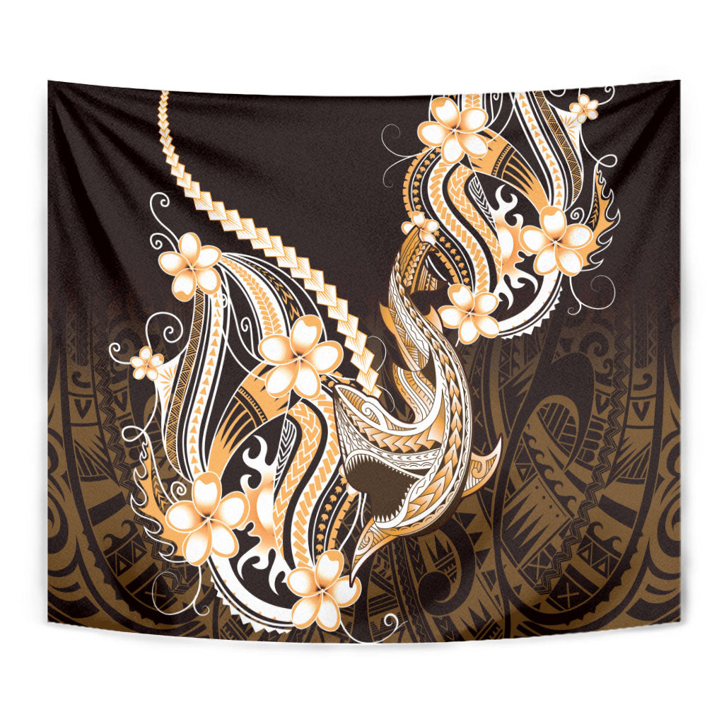 Orange Black Aloha Hawaii Tapestry Polynesian Shark Tattoo Plumeria LT14 - Polynesian Pride