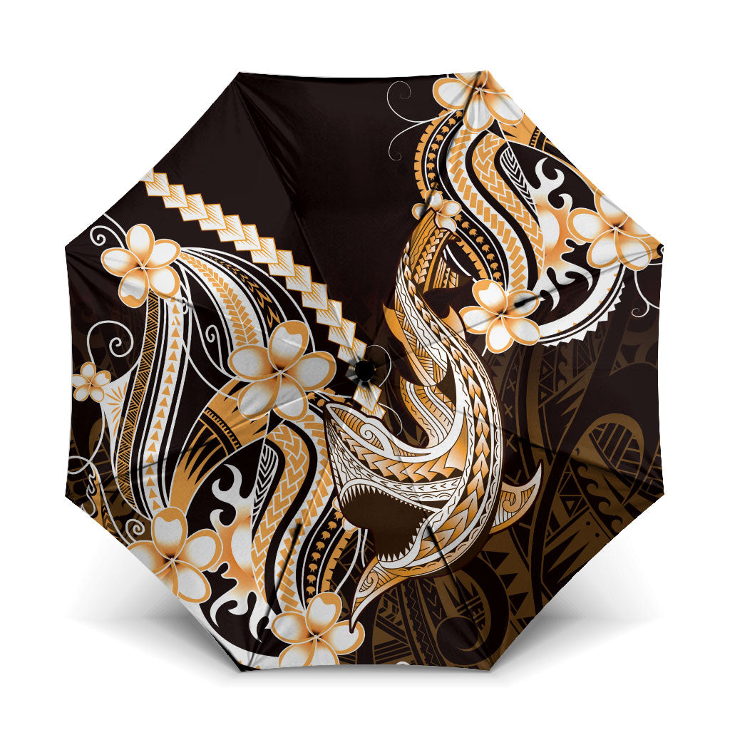 Orange Black Aloha Hawaii Umbrella Polynesian Shark Tattoo Plumeria LT14 One Size Folded 11.42 inch Opened Diameter 37.4 inch Orange - Polynesian Pride